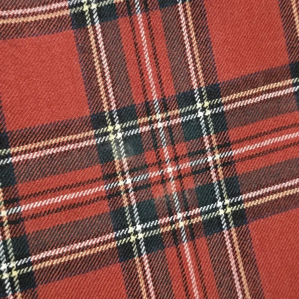 Paul Fredrick Vintage Red Tartan Plaid Wool Pants 35x32 Pleated Cuffed 80s